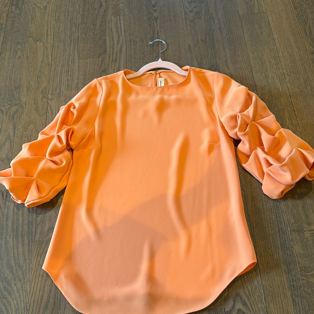 Orange puff sleeve dress top